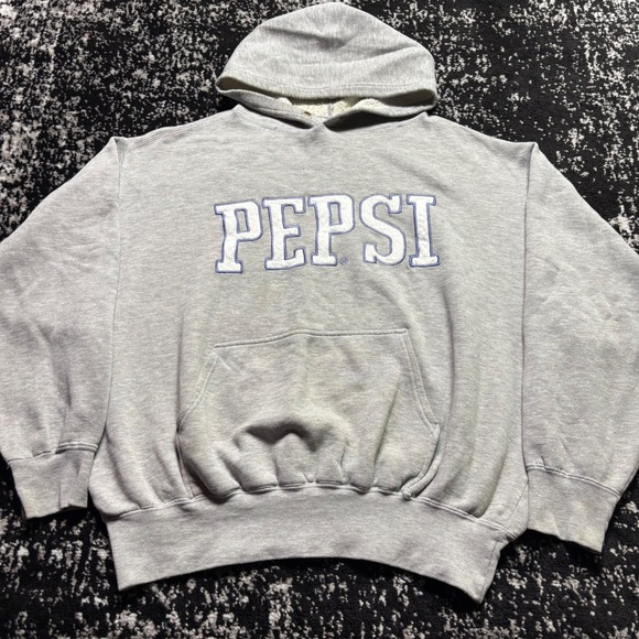 Pepsi Other - Vintage Pepsi Hoodie Gray Chenille Logo Pullover Sweatshirt Mens XL Heavyweight